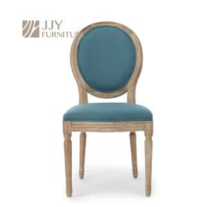 Sedia JJY-YHY-O005 <span class=keywords><strong>Vintage</strong></span> francese con schienale rotondo in legno con sedile in lino per Boutique Cafe - Product Image 3