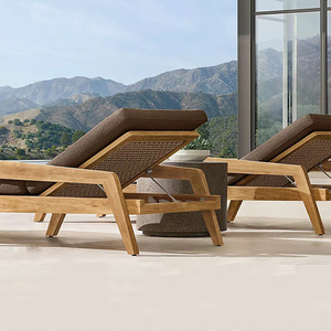 Chaise longue en teck espaces extérieurs confortables et bord de la piscine loisirs lit de soleil confortable meubles de conversation de patio - Product Image 2