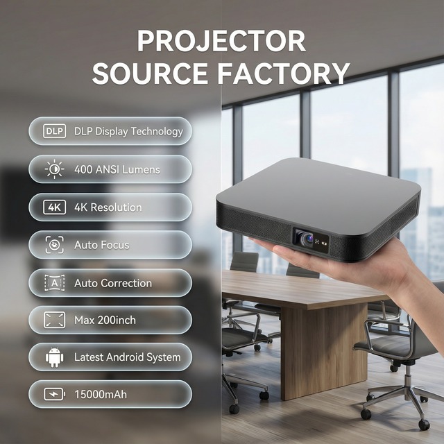 Aome Factory S500 Mini Portable Video Projector Smart Android 13.0 DLP 4K 3D Auto Focus 600 Ansi Lumens WiFi Built-in Battery
