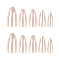 Lot de 30 faux ongles minimalistes de couleur unie, en forme d'amande, pré-dessinés, à haute brillance, style luxe léger et pur désir