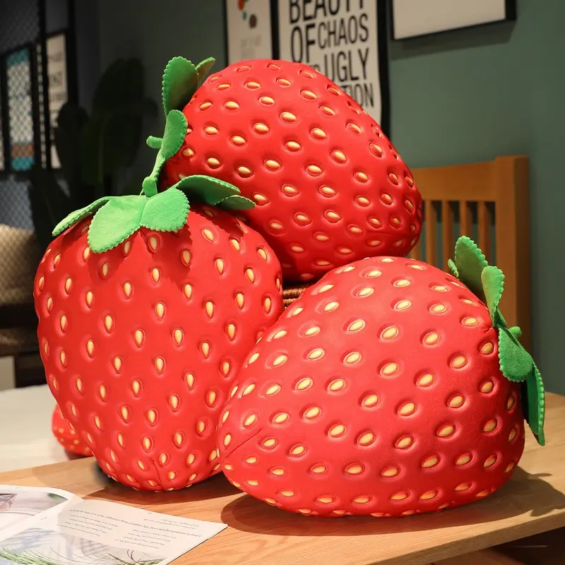 Cute New Plush Strawberry Throw Pillow Home Decoration Fruit Cushion Plush Strawberry Doll Toys