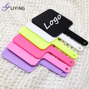 Private Label Customized Logo Single Side Plastic Large Handheld Square Custom Cosmetic Hand Mirrors for Women