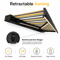 Auvent rétractable motorisé commercial à cassette complète en aluminium, imperméable, pour terrasse, café, hôtel, avec commande LED WiFi