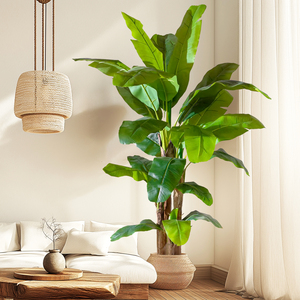 4.3FT-9.5FT Haute Simulation Emballage Grandes Feuilles Vertes Faux <span class=keywords><strong>Bananier</strong></span> Géant Arbre Artificiel pour Plantes Décoratives d'Extérieur - Product Image 5