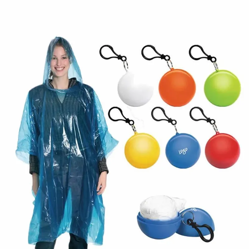 P722 Promotional Gift Travel Emergency Women Cape Raincoat Keychain Waterproof Raincoat PE Plastic Disposable PE Rain Poncho