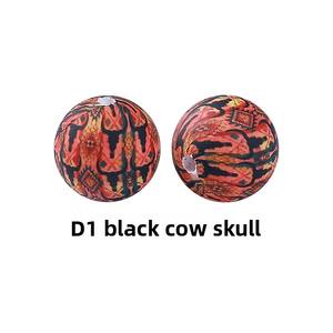 Usine en gros nouveau 15mm transfert d'eau imprimé léopard diamant motif Silicone perles bijoux Bracelet perles en vrac - Product Image 6