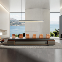 Style nordique 20 personnes en forme de bateau combinaison de prise gratuite de luxe de grande table de conférence avec des chaises ensemble 4 boîte de gestion