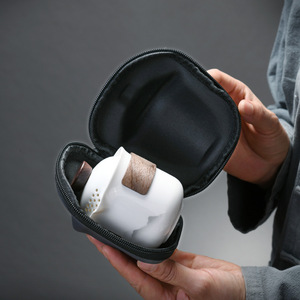 White Porcelain Ceramic Tea <b>Set</b> Portable Travel Cup With Case For Outdoor Use Business <b>Gift</b> - Product Image 1