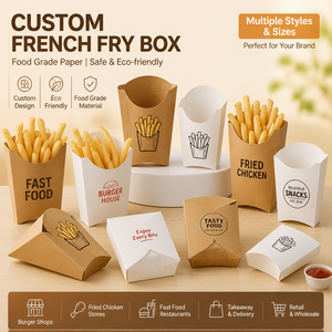 Caja para Papas Fritas Personalizada, con Frente Alto, <span class=keywords><strong>de</strong></span> Cartón Compostable, para Entrega <span class=keywords><strong>de</strong></span> Alimentos, con Logotipo Personalizado, Venta al por Mayor para <span class=keywords><strong>Pedidos</strong></span> <span class=keywords><strong>de</strong></span> Entrega y <span class=keywords><strong>Comida</strong></span> para Llevar - Product Image 2