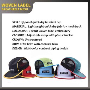 Casquette de camping en nylon respirant à 5 panneaux avec logo personnalisé réfléchissant, idéale pour l'été et la course à pied (OEM) - Product Image 3