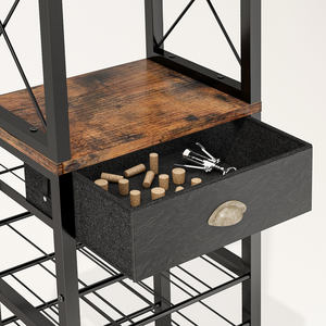 自立式フロアワインラック、お酒とグラス用のバーキャビネット、家庭用バー向けグラスホルダー付き4段バーキャビネット - Product Image 4