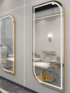 Espejo de Salón Moderno de Cuerpo Entero con Arco, Espejo de Pared para Salón de Belleza con LED, Espejo de Salón con Marco de Acero Inoxidable - Product Image 6