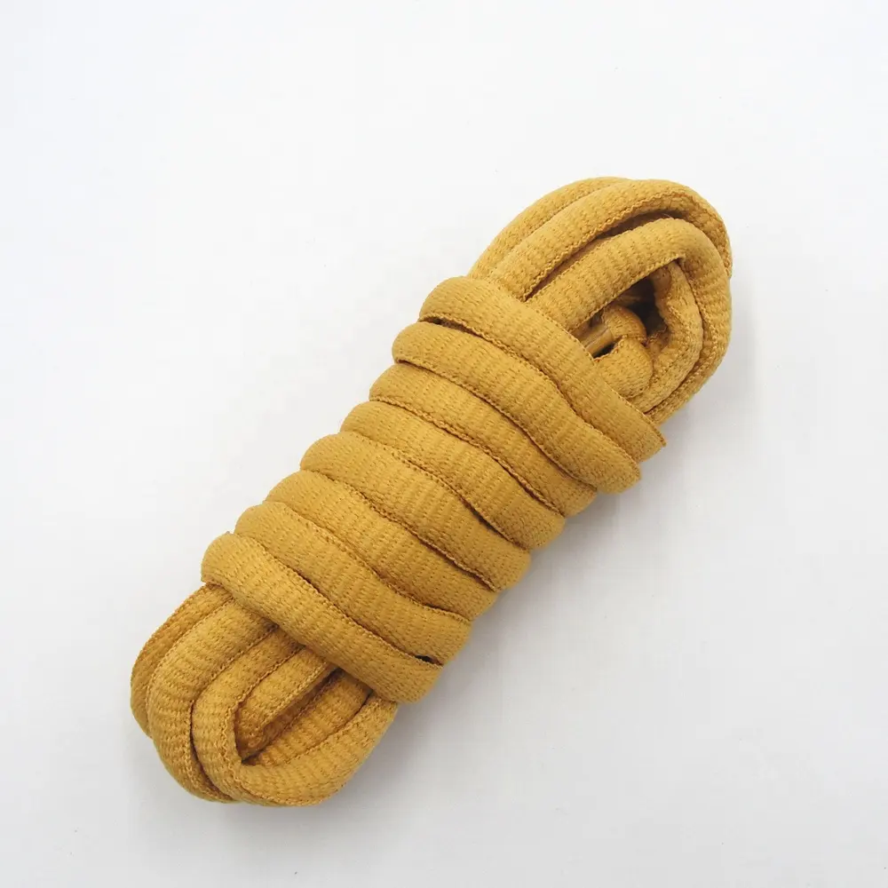High quality colorful polyester braided oval custom color half round cream rope laces
