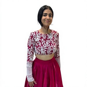 Divyam Creation Lehenga Choli en Spandex Brodé Rouge, Robe de Mariage Indienne Traditionnelle Longue, Coupe Classique pour Femme - Product Image 1