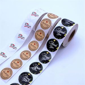 Producto de vinilo sellado Pvc impermeable Etiquetas papel gracias pegatina LOGO impreso personalizado embalaje privado etiqueta adhesiva - Product Image 1