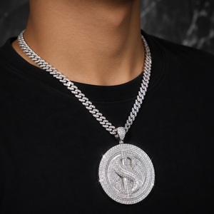 Pendentif en argent tendance Hip Hop avec moissanite et perle d'eau douce sertie griffe, bijou de mode glacé, breloque de luxe de créateur - Product Image 2