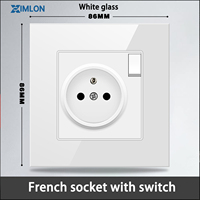 Prise en verre trempé de norme française industrielle XIMLON avec prise USB, prise de courant de norme européenne type 86, 230V