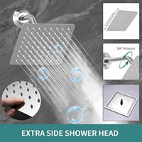 Ensemble de robinetterie de douche chromé, système de douche numérique à 5 commandes, deux douches carrées (12" et 8"), bec de baignoire cascade et douchette à main