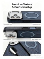 Coque de téléphone antichoc en TPU+PC avec anneau magnétique en cuir noir de luxe pour 16 Pro Max avec boîte cadeau