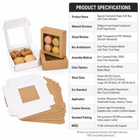 Boîte carrée en papier kraft avec fenêtre transparente, boîte à clapet pour pâtisserie, biscuits, savon artisanal, emballage de bijoux, vente en gros