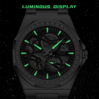LIGE LG6835 Montres automatiques en argent pour hommes Montre mécanique squelette à remontage automatique en acier inoxydable Cadeau élégant pour hommes avec boîte