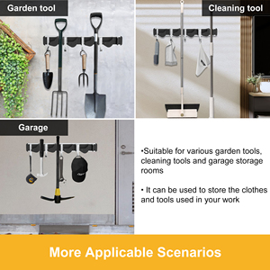 G011 Lau Chủ Wall Mount 4 Clip 4 Hooks Vườn Công Cụ Lưu Trữ Móc Ấm Cúng Giá Áo Lau Móc - Product Image 6