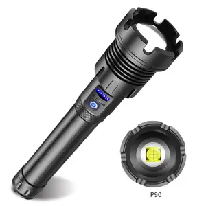 Xhp90 Bead COB LED Taschenlampe USB Aufladen Wasserdichte Teleskop Zoom Taktische Taschenlampe mit Ein-und Ausgang