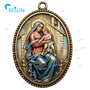 Medalla Personalizada <span class=keywords><strong>de</strong></span> Santa Loreta, Colgante, Medallón, Collar, Piezas <span class=keywords><strong>de</strong></span> Centro <span class=keywords><strong>de</strong></span> Rosario, Amuleto, Virgen <span class=keywords><strong>de</strong></span> <span class=keywords><strong>Loreto</strong></span>, Patrón Católico Religioso - Product Image 6