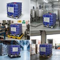 Conteneur de stockage en vrac de 1000 L en PEHD et acier composite pour produits chimiques et additifs alimentaires