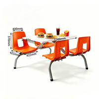 Ensemble de table et chaises de salle à manger en bois moderne pour restaurant, bureau, cantine, 4 places, multi-niveaux