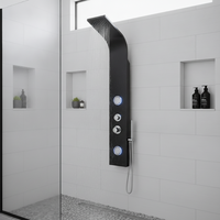 Panneau de douche mural moderne en aluminium noir avec jets massants pour salle de bain