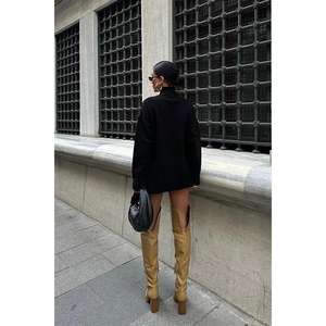 Pull en tricot brodé Sobe pour femme, col roulé, manches longues, automne, décontracté, noir, coupe standard - Product Image 5