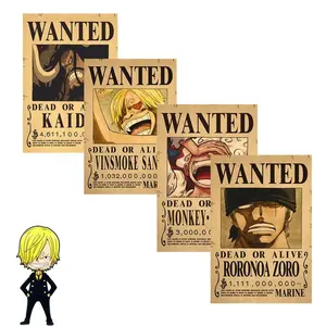 144 Styles New Bounty Amount New Luffy Brook Wanted Posters Cartoon Placard Home Decoration Retro Kraft Paper Anime Poster