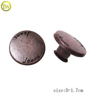 Bouton avec logo personnalisé pour jeans Conception à pression en alliage de zinc et cuivre antique avec tige pour <span class=keywords><strong>gravure</strong></span> de nom de short en jean - Product Image 2