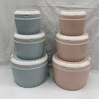 Ensemble de 3 chauffe-plats portables avec poignée de transport, casserole isolée de luxe, intérieur en acier inoxydable, haute qualité, fabriqué en Chine
