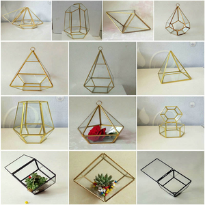 Terrario Geometrico in Vetro Stile Vintage <span class=keywords><strong>Nero</strong></span> e Oro Irregolare all'Ingrosso per Piante Succulente da Tavolo - Product Image 3