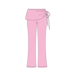 Pantalones de Yoga de Cintura Alta <span class=keywords><strong>para</strong></span> Niñas, Tejidos, con Falda Cruzada, Lazo Lateral, Pierna Ancha, Elásticos, Suaves, Logotipo Personalizado, MOQ Bajo, Envío Rápido, OEM - Product Image 1