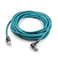 Cable Ethernet M12 de 8 Pines a RJ45, Código B/A, CAT5e, Blindado, Conductor de Cobre Sólido, IP67, Transmisión de Datos y Señal de Cámara, Certificado CE