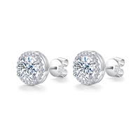 Conjunto de Joyería Fina de Lujo para Novia, Plata de Ley 925, Moissanita Redonda de Corte Brillante de 1, 1.5, 2 y 3 Quilates