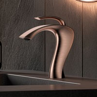 Robinet de lavabo moderne minimaliste en laiton à poser sur le comptoir, avec cartouche céramique, pour eau chaude et froide