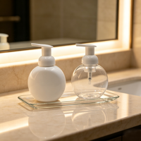 Bouteille transparente en PET de 300 ml avec impression sérigraphique, flacon pompe pour mousse, désinfectant pour les mains, nettoyant visage, pompe à mousse liquide