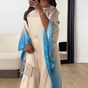 Sharut批发定制迪拜Abaya Kaftan土耳其穆斯林妇女谦虚Abaya妇女穆斯林服装Bisht和服领带染料Ombre Abaya - Product Image 3