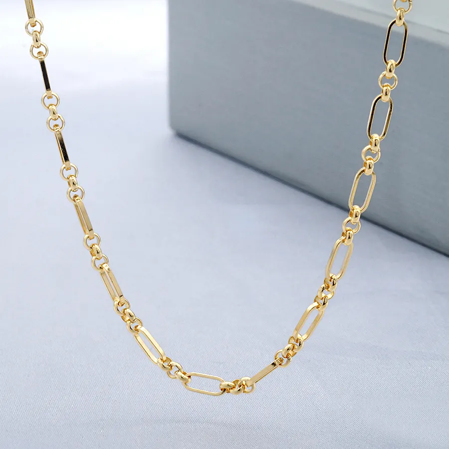 Nouvelle mode Au750 bijoux en or massif véritable 18 carat chaîne en or jaune pur pour collier rouleau trombone