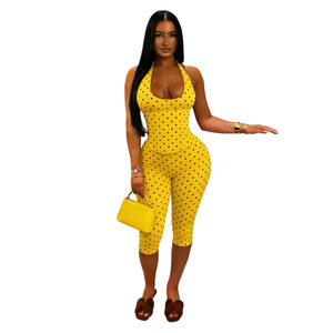 Combinaisons élégantes à pois avec col halter et taille corset pour femme, effet deux pièces, tenues une pièce, logo personnalisé, marque privée, usine - Product Image 2