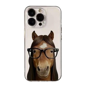 Coque de téléphone portable antichoc en TPU avec motif cheval à longs poils et lunettes amusantes pour iPhone 11 12 13 14 15 16 17 Pro Max Air - Product Image 1