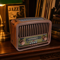 OEM Kundenspezifisches Logo Private Mold Klassisches Retro-Holzmaserung-Radio mit FM AM SW 3-Band-Empfang, BT, USB, TF-Karten-MP3-Player, wiederaufladbarem Akku für Zuhause
