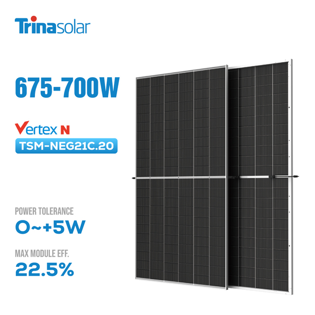 Trina 600W 650W 670W 700W Vertex Panel Solar N TypeBifacial Panels Half Cut Panneau Solaire