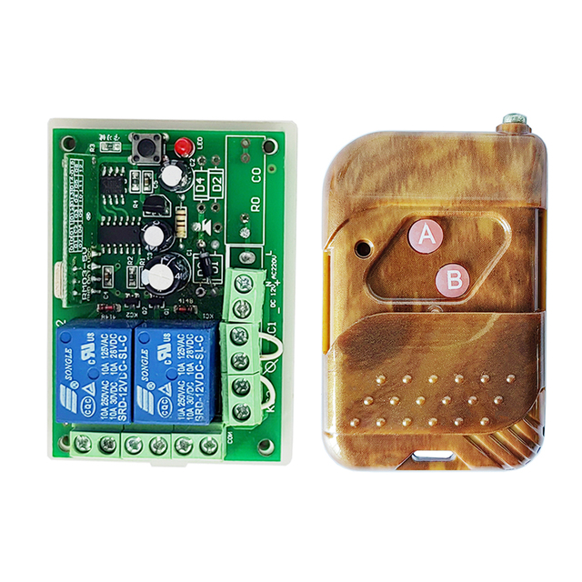 RF 433mHz DC12V 24V 10A 2CH Relay Receiver Transmitter Wireless Remote Control Switch Garage Gate Motor Door Opener Plastic