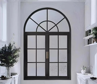 Ventanas Francesas Arqueadas con Rejilla, Modernas, Metálicas, Abatibles, de Vidrio Templado