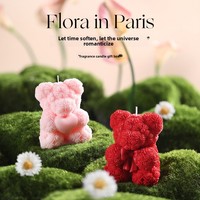Bougie aromatique en cire de soja en forme de cœur d'ours rose mignon, cadeau pour les filles, anniversaire, Saint-Valentin, souvenir de mariage